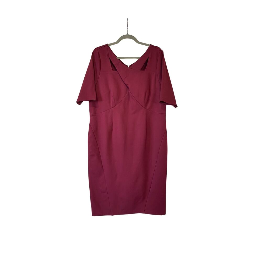 Size 16 Curvy Maroon Burgundy Knit Dress Vintage 90s Dress